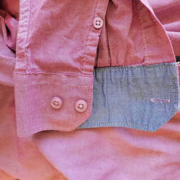 Saks Fifth Avenue Men’s Size M Magenta Slim Fit 100% Cotton Button Down Shirt - Picture 4 of 7